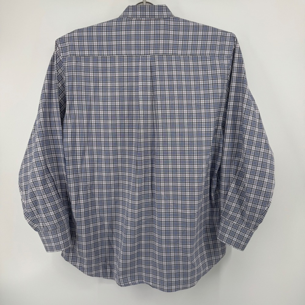 Peter Millar Mens Plaid Long Sleeve Dress Shirt XL Blue Gray Red Button Down - Picture 7 of 10